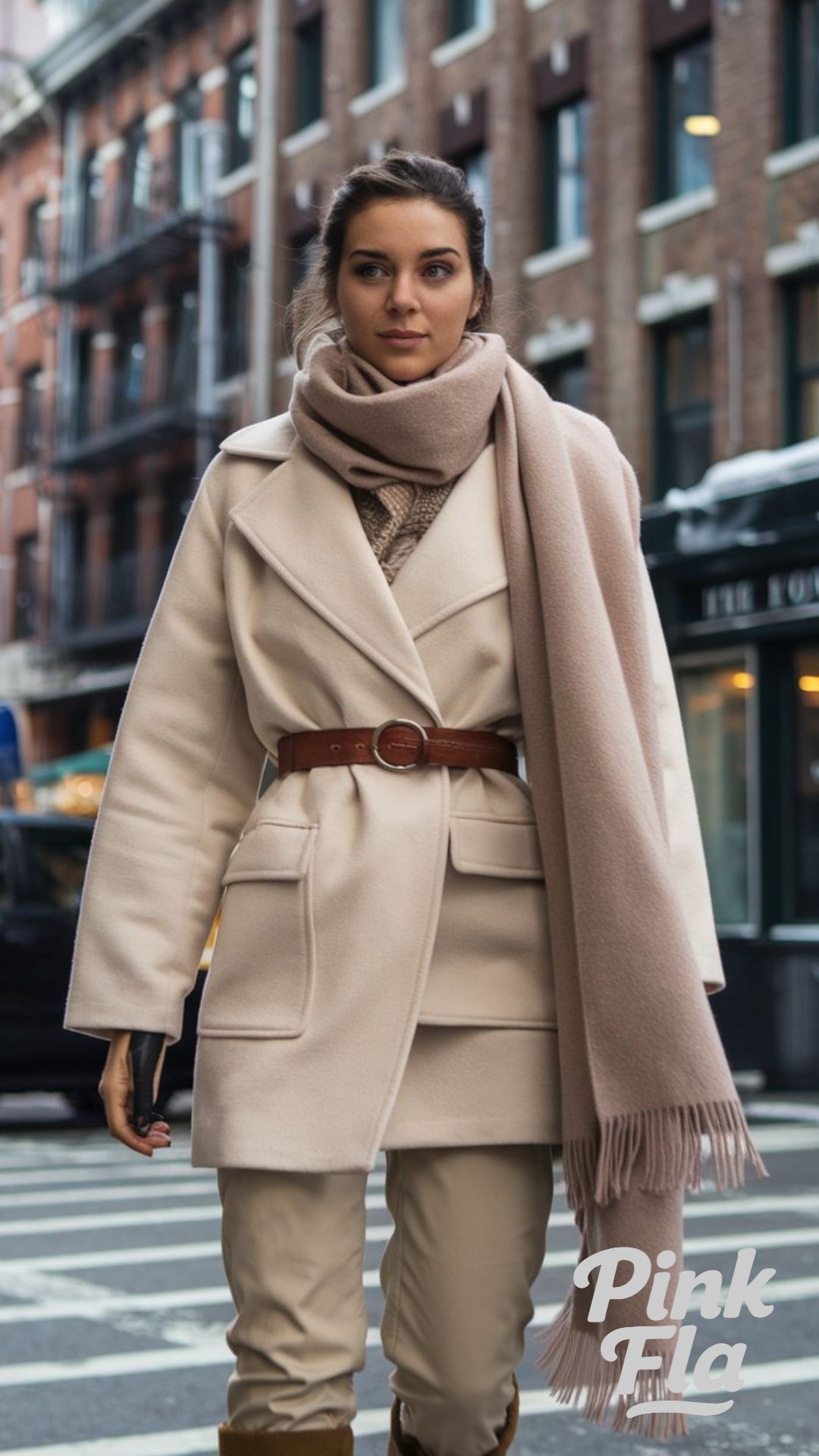 Belted Coat for an Elegant Winter Look - Sporty Winter Outfits