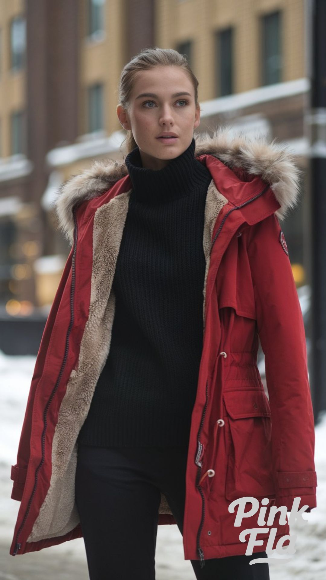 Bold Red Parka for City Winter Days - Sporty Winter Outfits