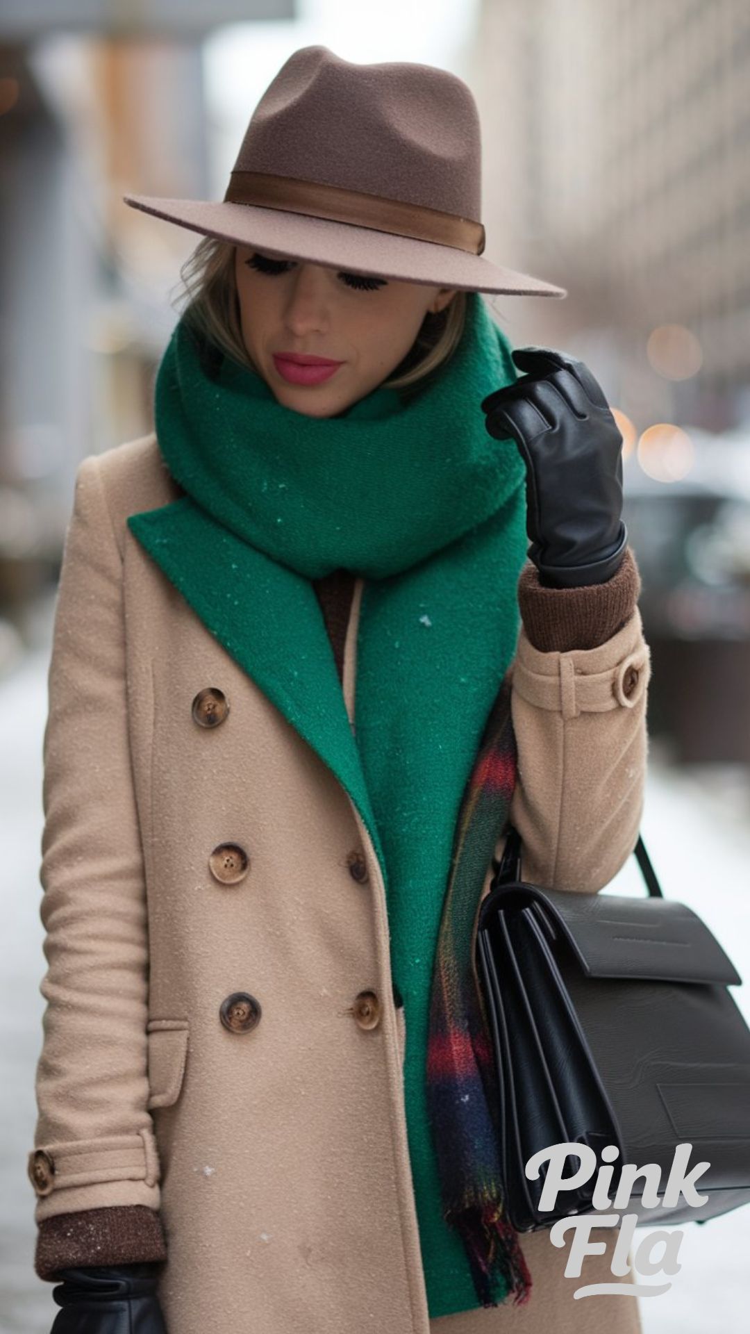 Chic Winter Style in Camel and Emerald - Winter Outfits for Snow