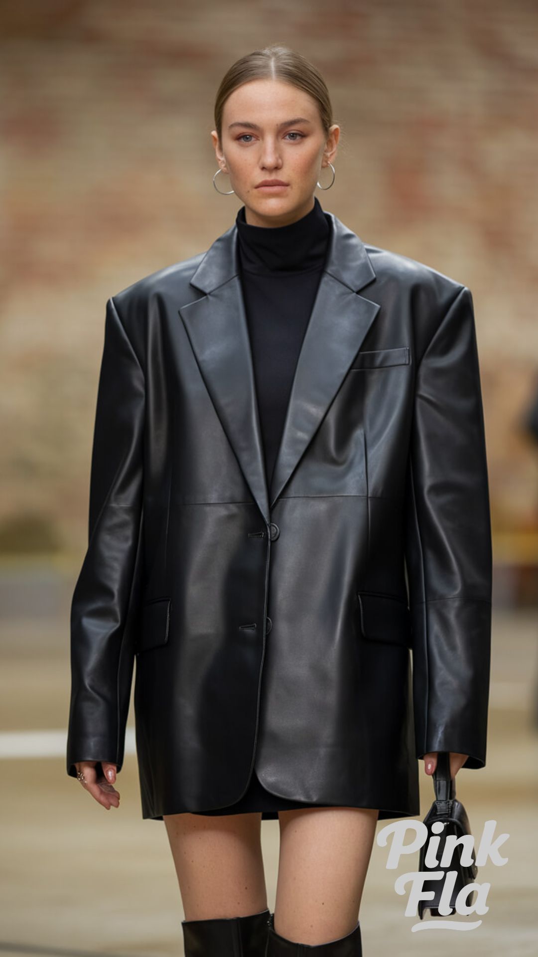 Chic and Minimal in All Black - Black Leather Blazer Outfits