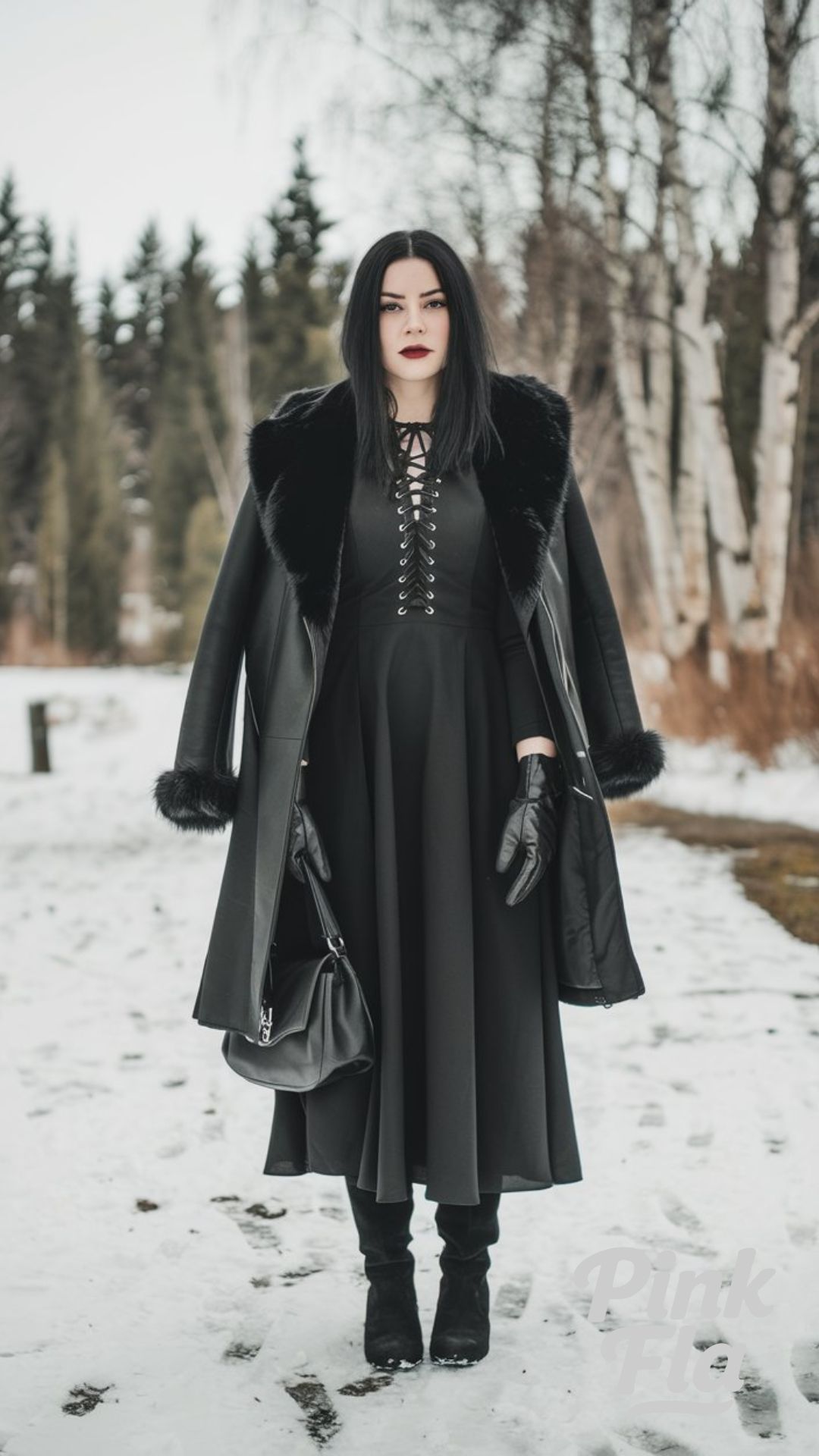 Classic Winter Goth Ensemble - Winter Goth Outfit Ideas