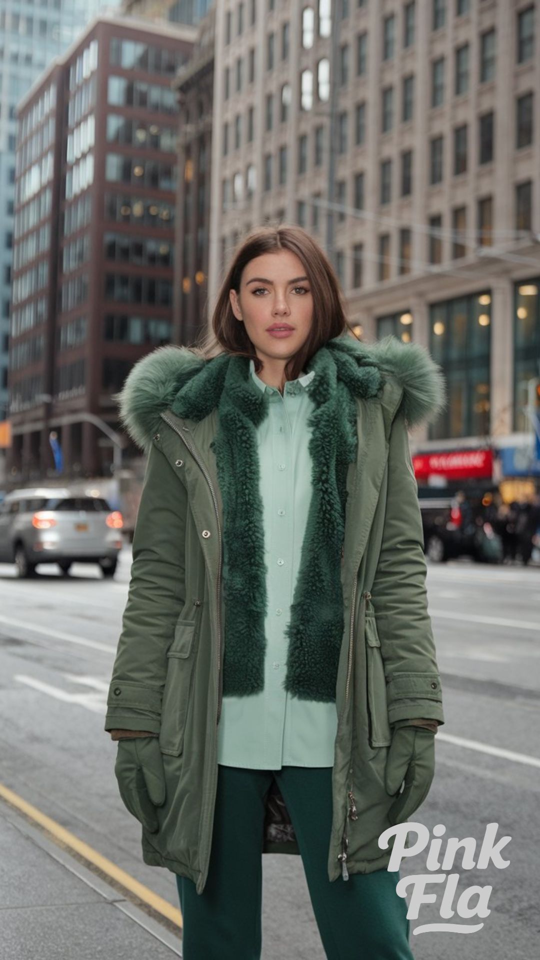 Elegant Winter Outfit in Soft Layers Green Winter Outfits