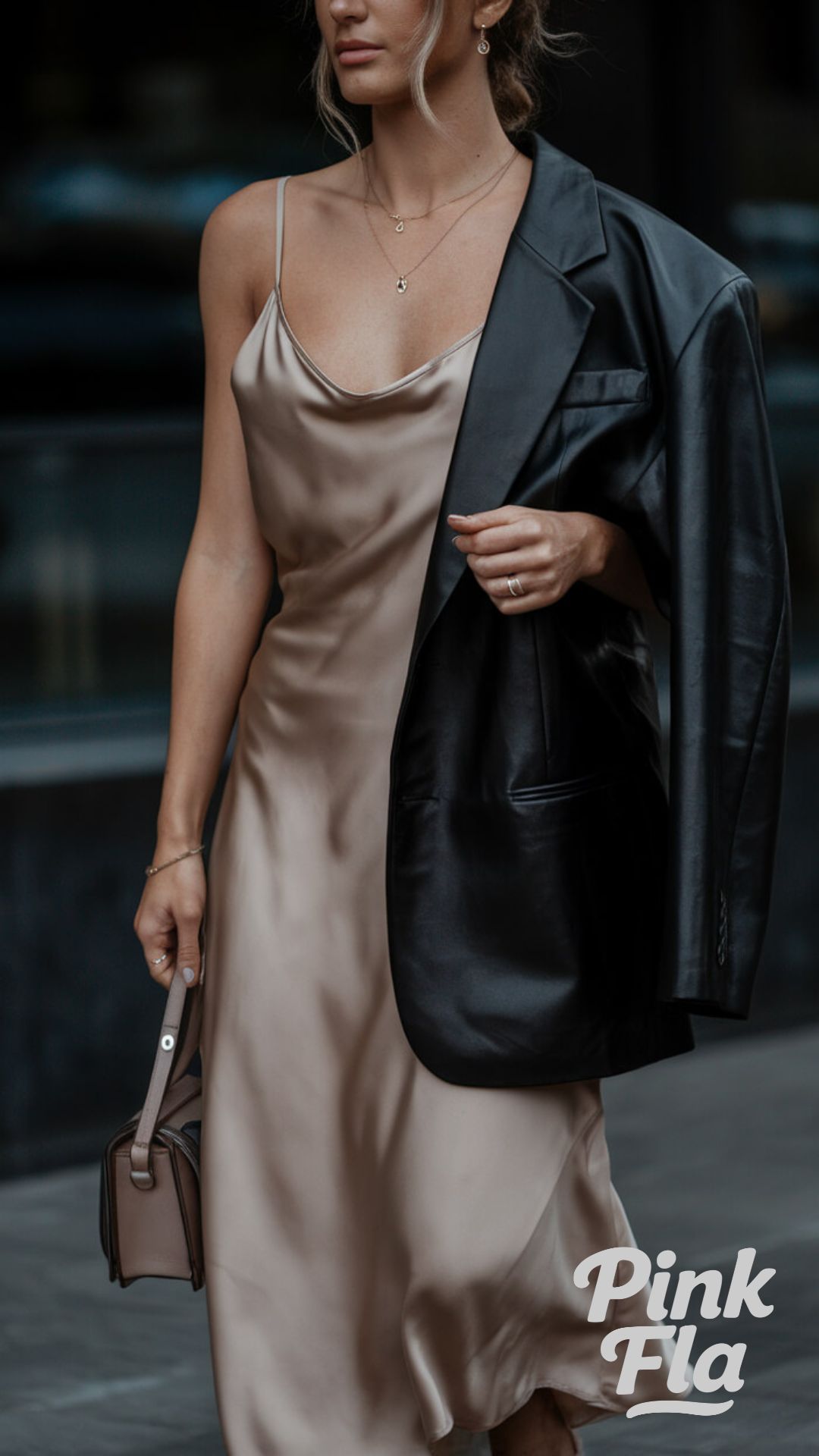 Evening Glam with a Leather Accent - Black Leather Blazer Outfits