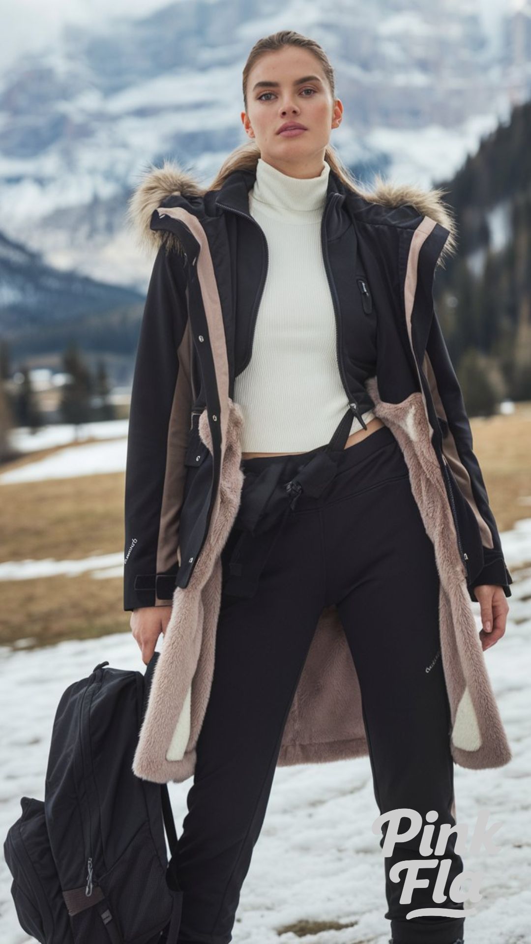 Mountain-Ready Winter Gear with a Fur-Lined Coat - Sporty Winter Outfits