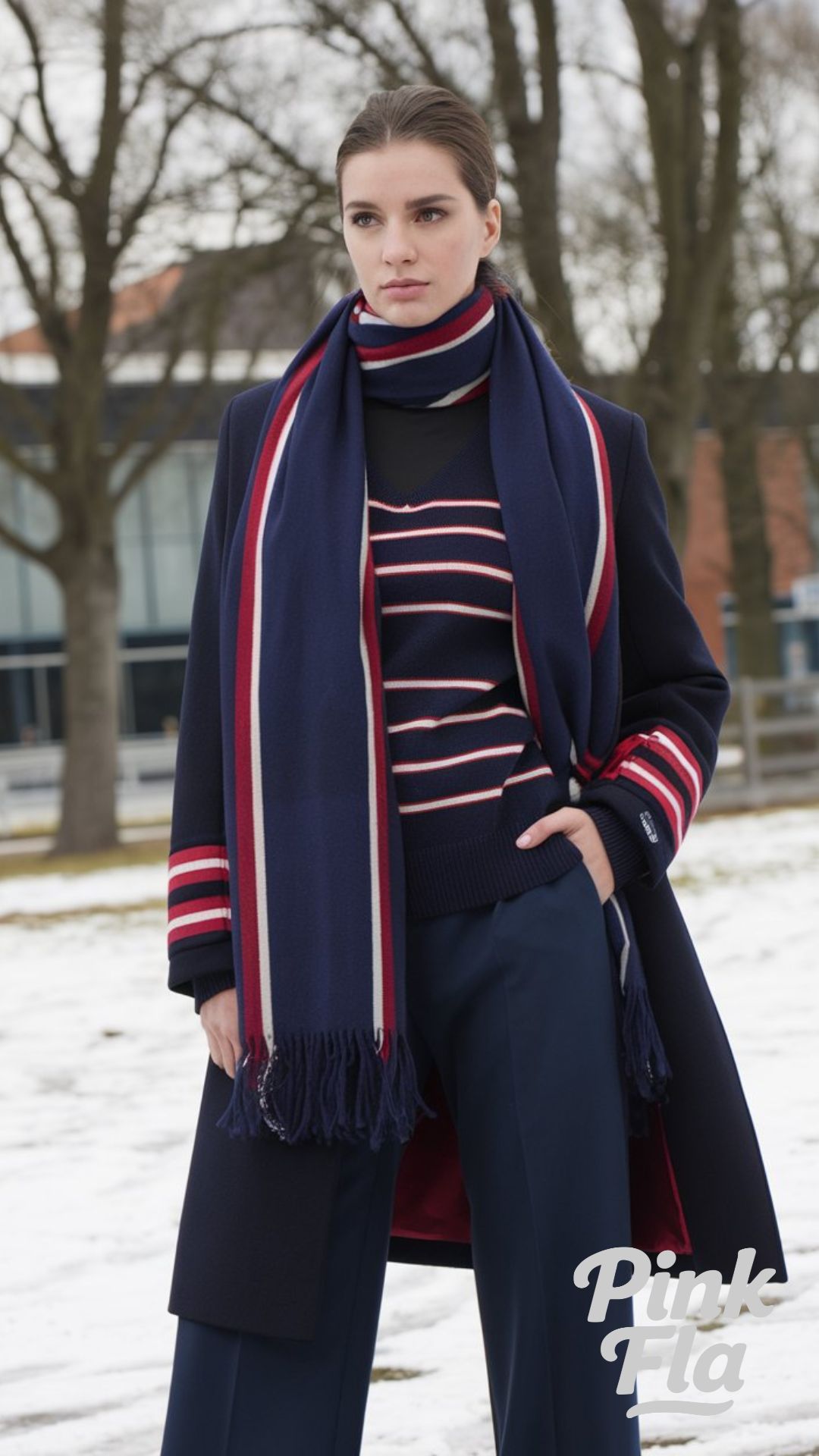 Navy and Stripes for a Sophisticated Winter Look - Sporty Winter Outfits