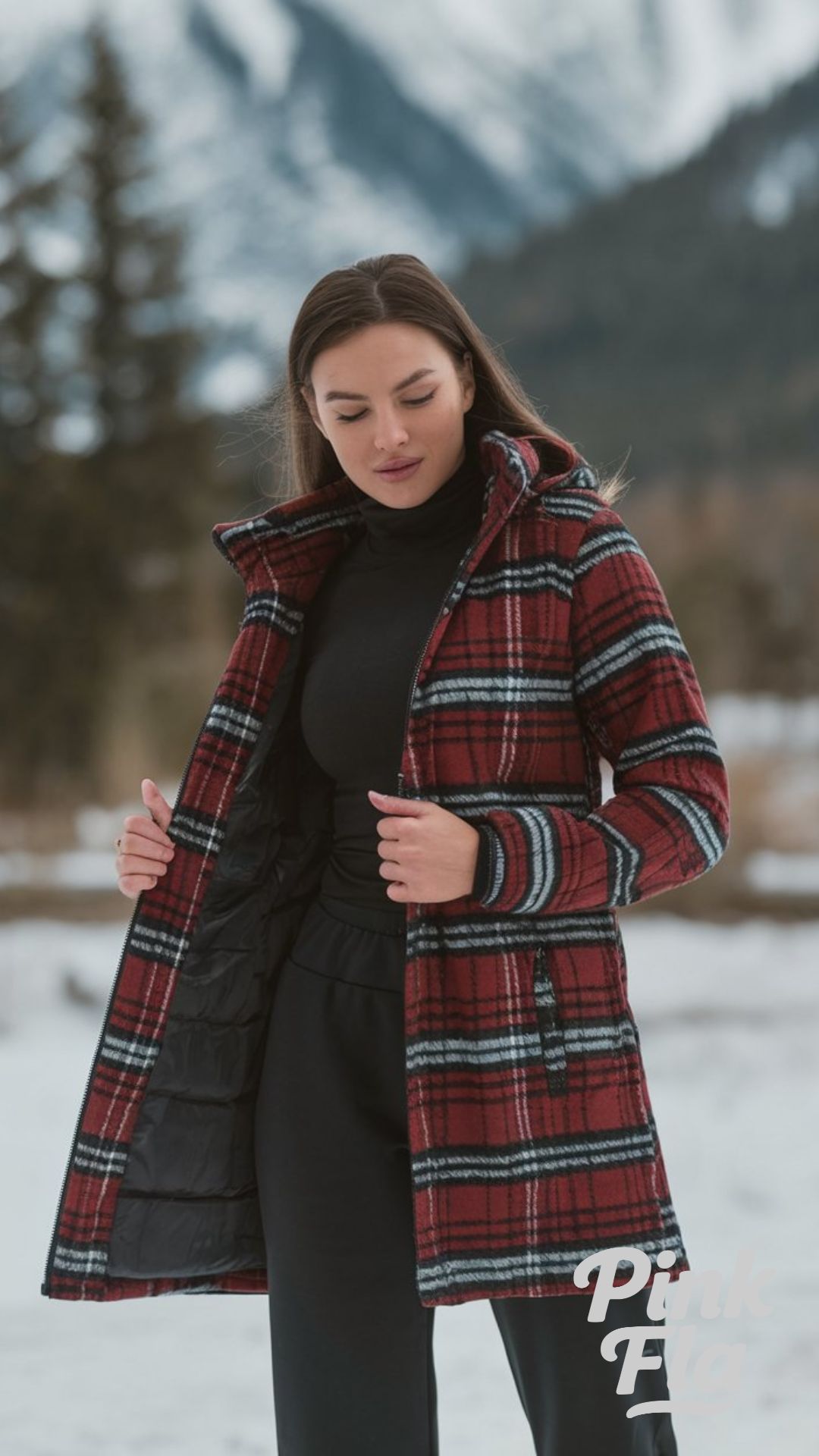 Plaid Winter Coat for a Classic Mountain Look - Sporty Winter Outfits