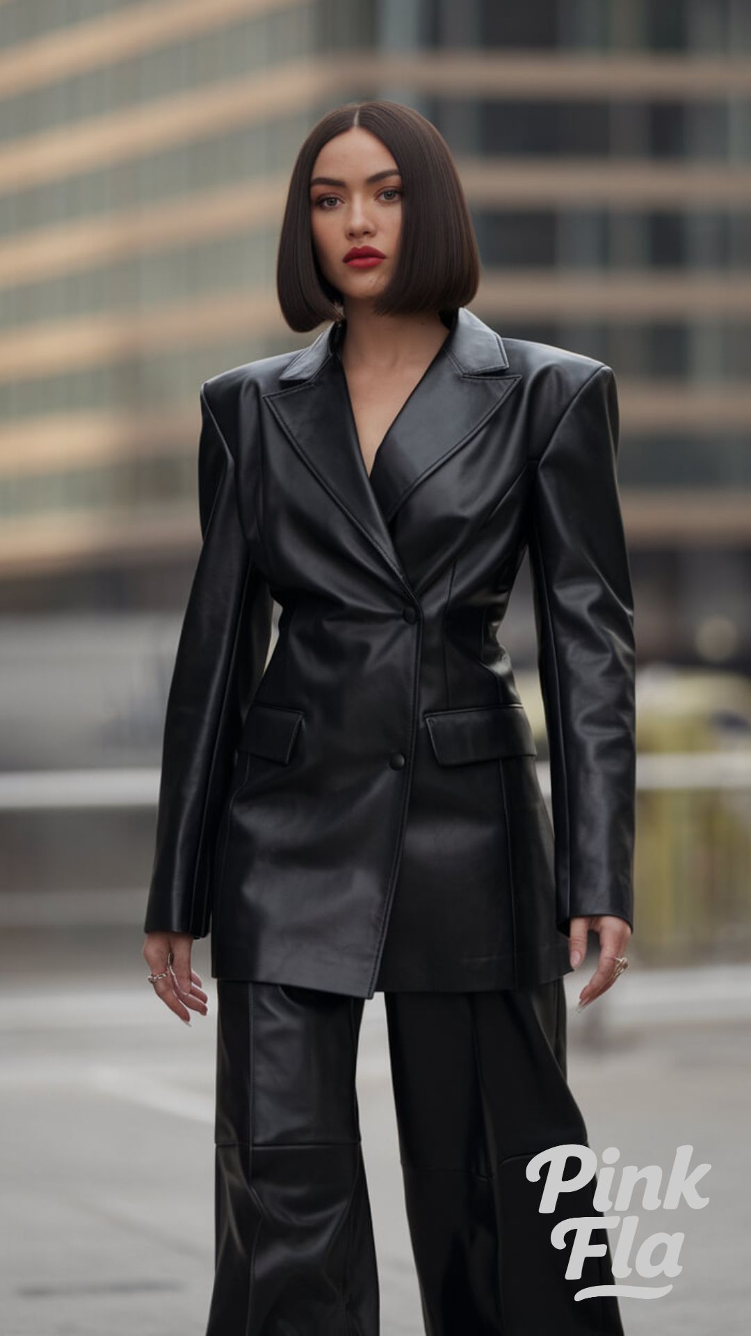 Powerful & Polished in Head-to-Toe Leather - Black Leather Blazer Outfits