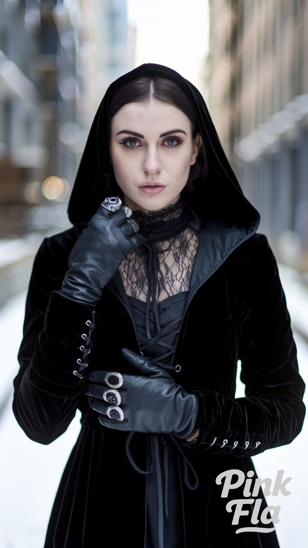Sophisticated Hooded Gothic Velvet Look - Winter Goth Outfit Ideas