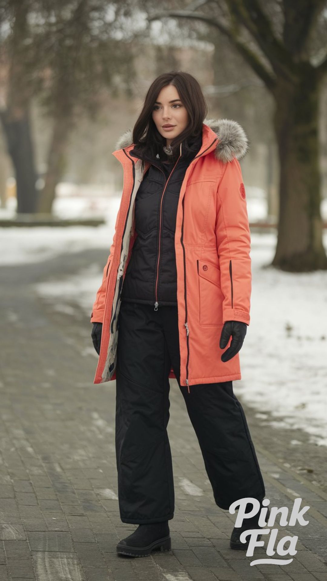 Vibrant Orange Winter Coat for Outdoor Adventures - Sporty Winter Outfits