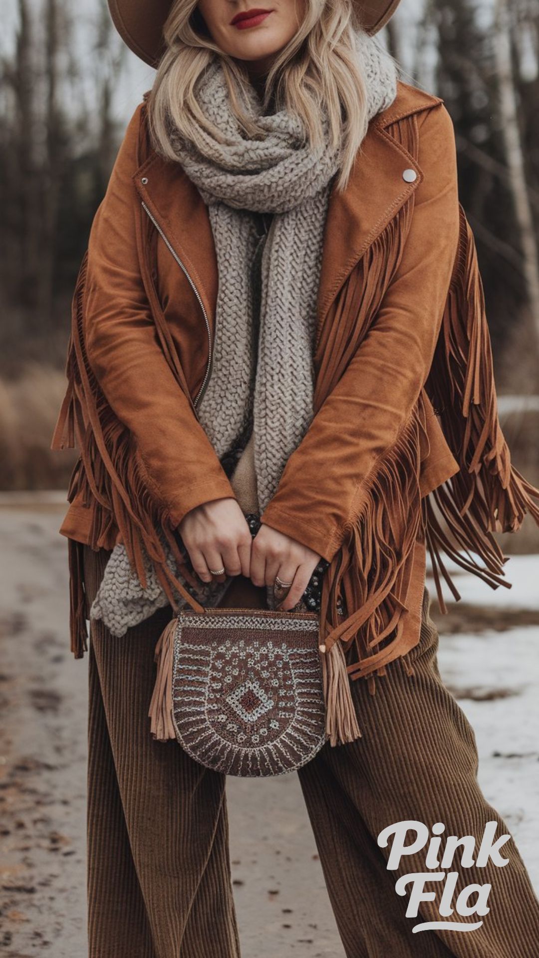 Winter Boho Style with Suede and Fringe - Winter Outfits for Snow