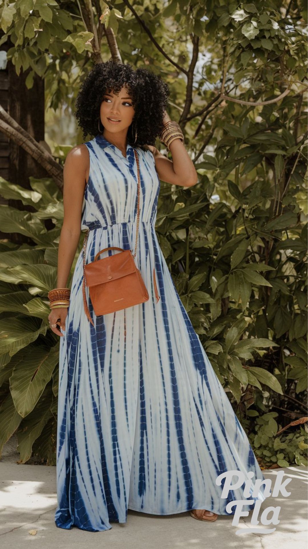 Blue Tie-Dye Maxi Dress for Summer Adventures - Spring Outfits for Black Women