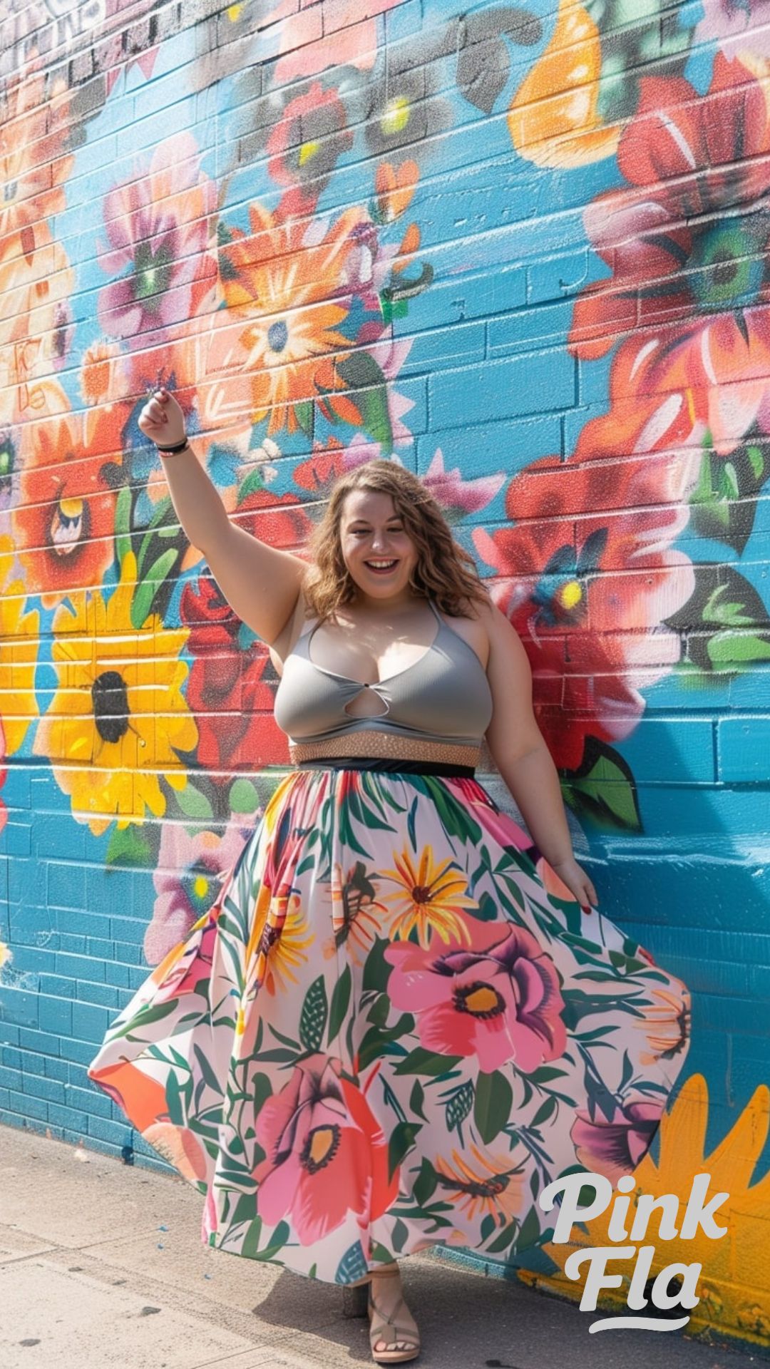 Bold and Fun: Floral Skirt with Crop Top - Outfits for Short Curvy Women