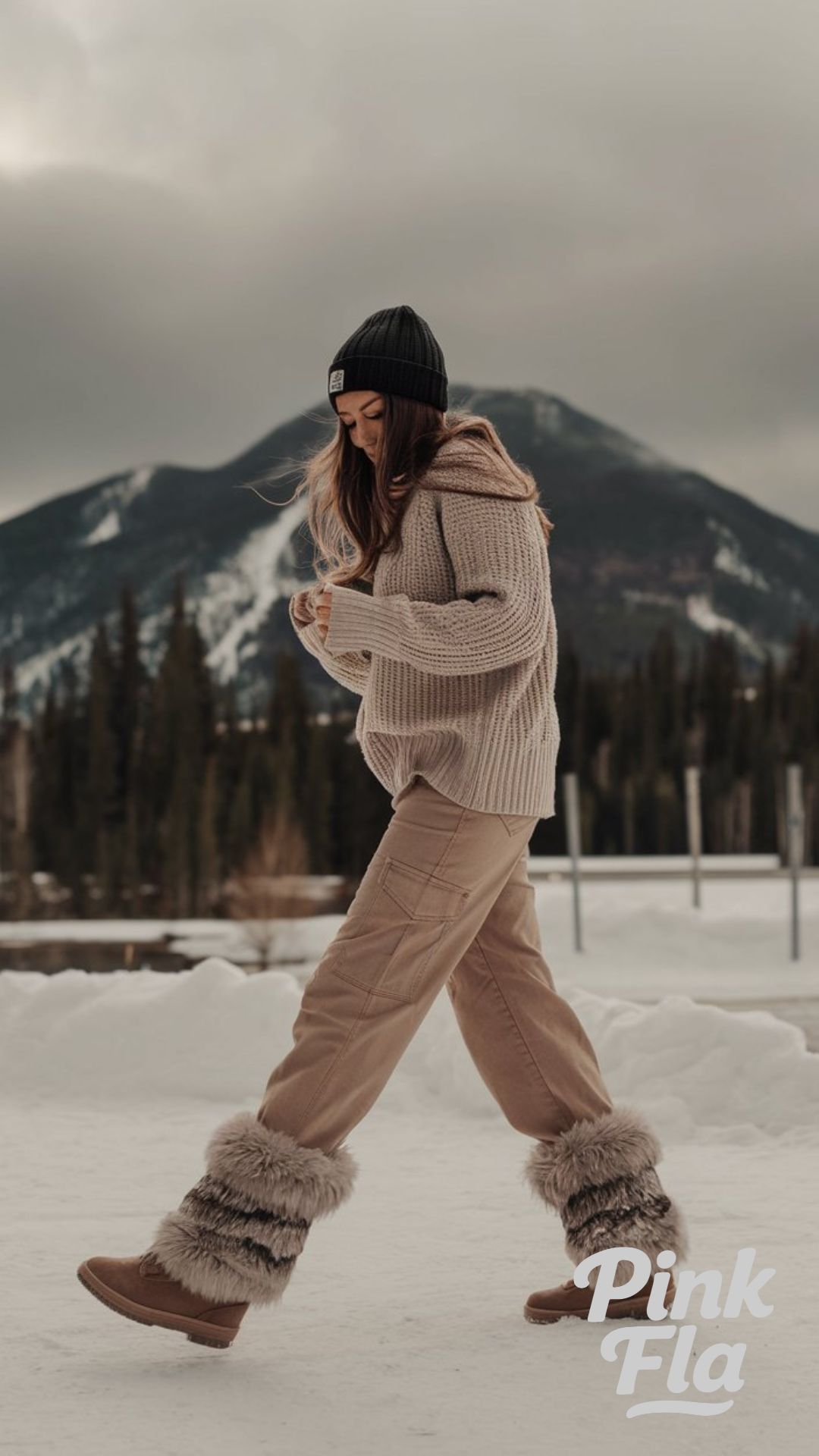 Cozy Layers for Winter Adventures - Beige Cargo Pants Outfits