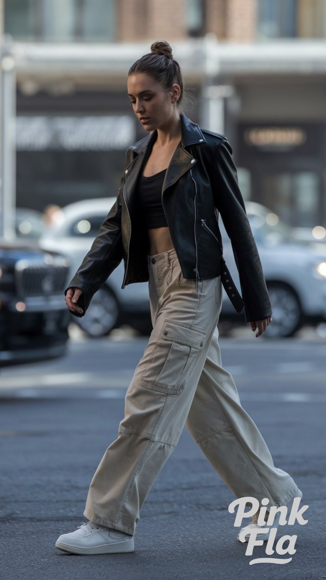 Edgy Layers for a City Adventure - Beige Cargo Pants Outfits
