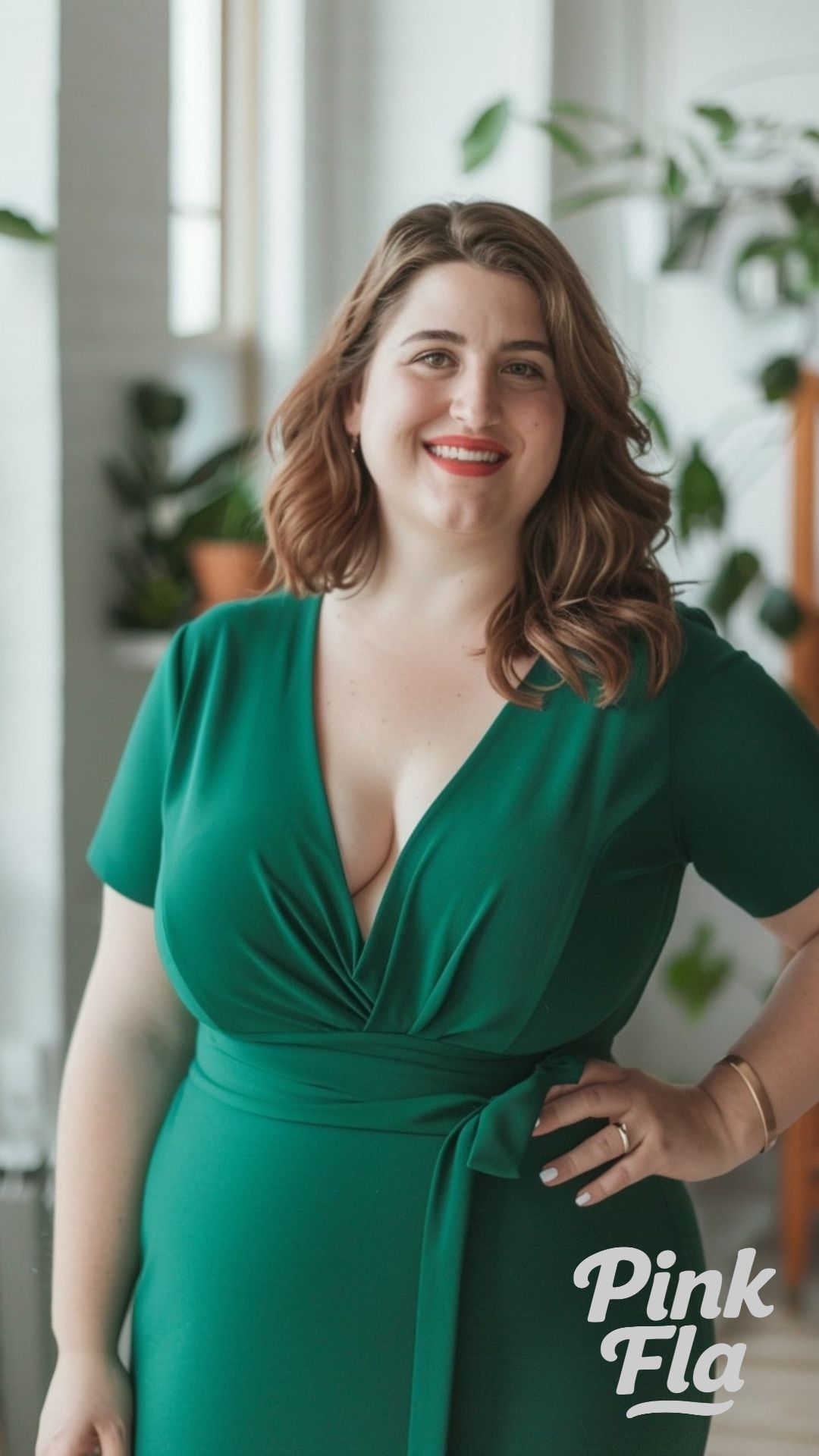 Fun and Fresh: Green Wrap Dress - Outfits for Short Curvy Women