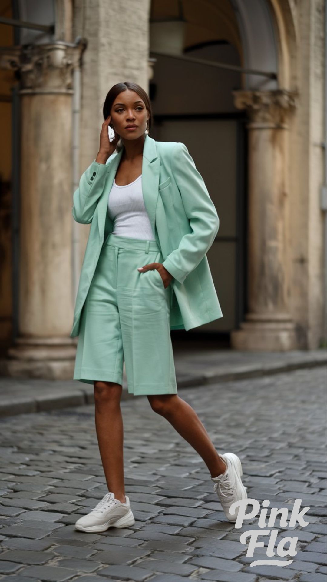 Mint Green Suit with a Casual Edge - Spring Outfits for Black Women