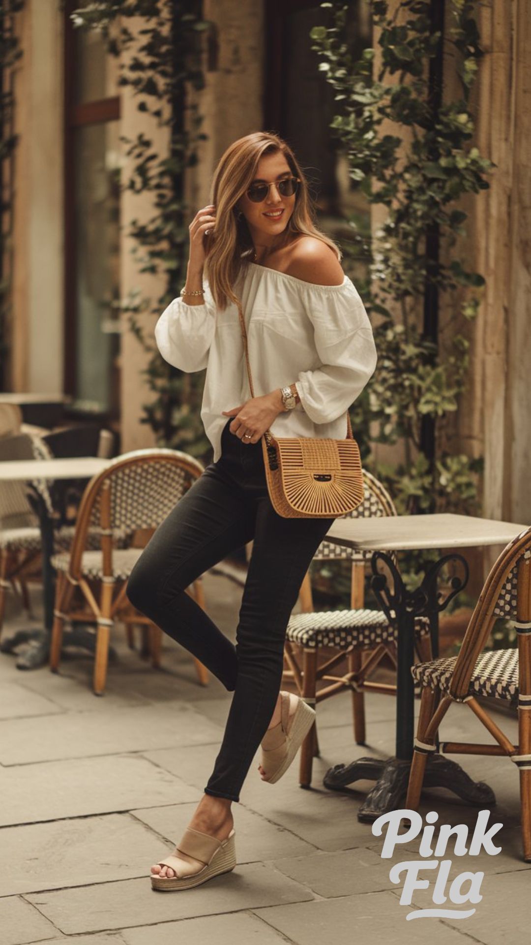 Off-Shoulder Chic with a Touch of Boho - Spring Outfits with Black Jeans