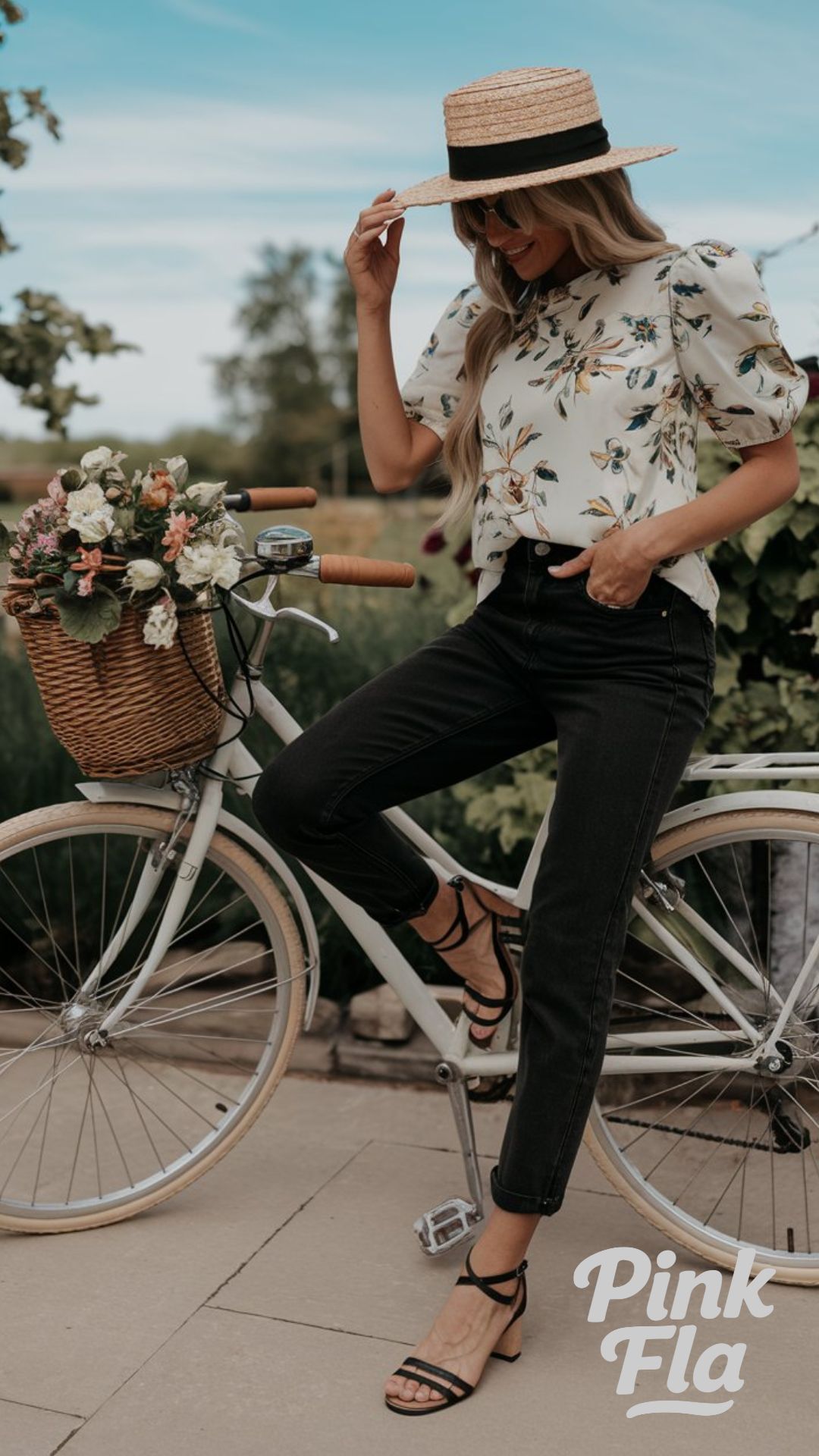 Romantic Florals and Black Jeans for an Effortless Spring Day - Spring Outfits with Black Jeans