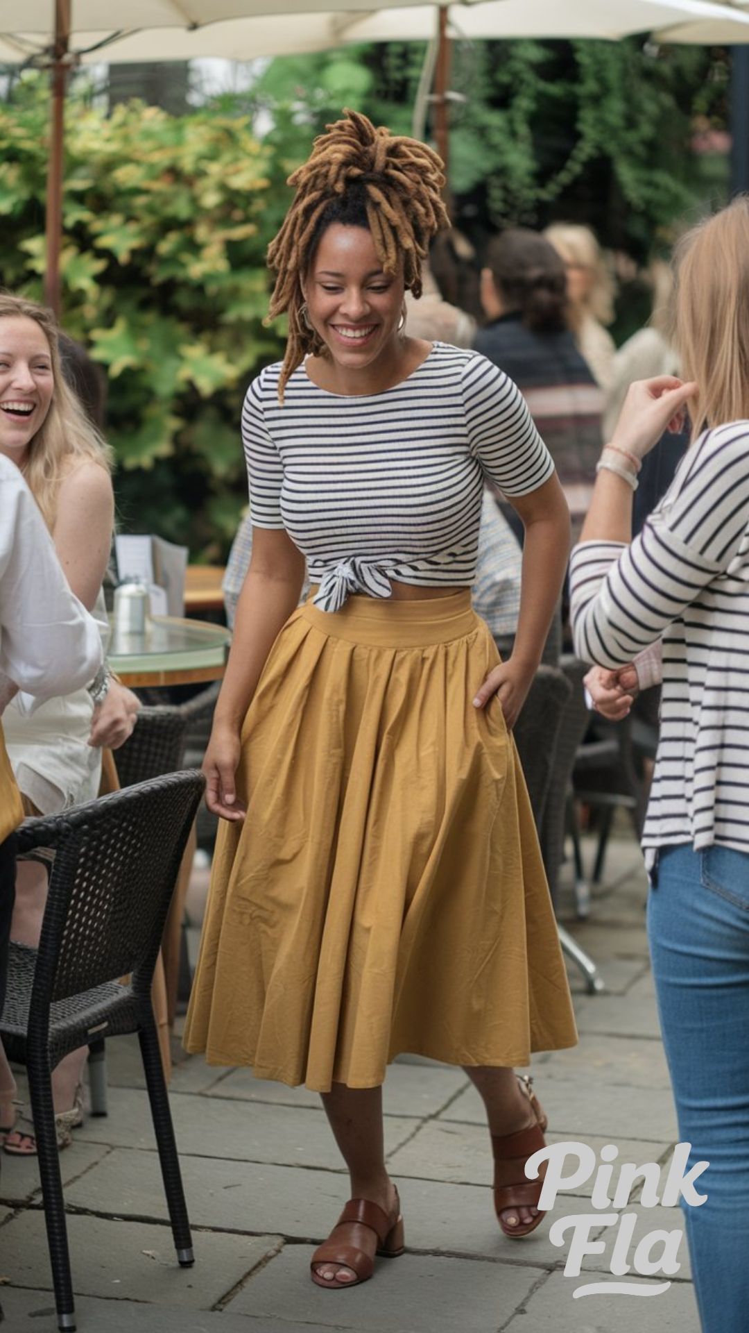 Striped Crop Top and Yellow Skirt for Weekend Vibes - Spring Outfits for Black Women