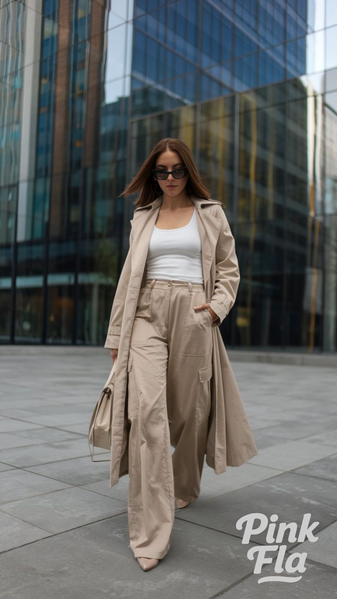 Tailored Layers Meet Functional Fashion - Beige Cargo Pants Outfits