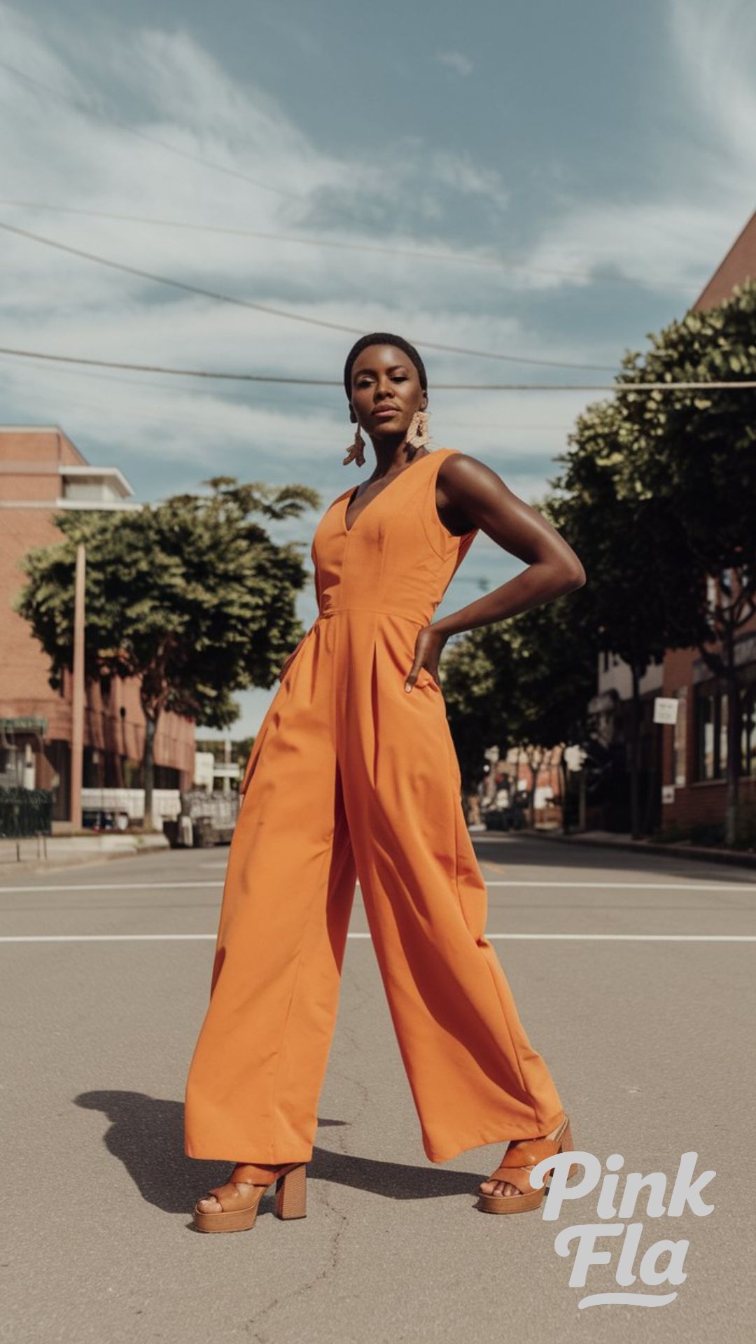 Vibrant Orange Jumpsuit for Bold Confidence - Spring Outfits for Black Women