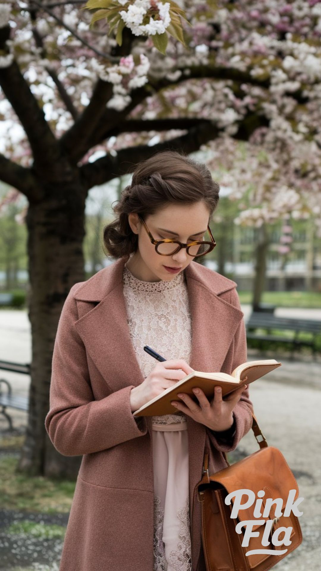 A Quiet Afternoon Under Blossoms - Dark Academia Spring Outfits