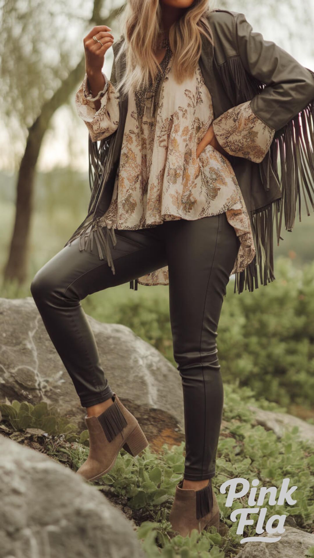 Boho Vibes with a Fringe Jacket and Leather Leggings - Outfits to Wear with Leather Leggings
