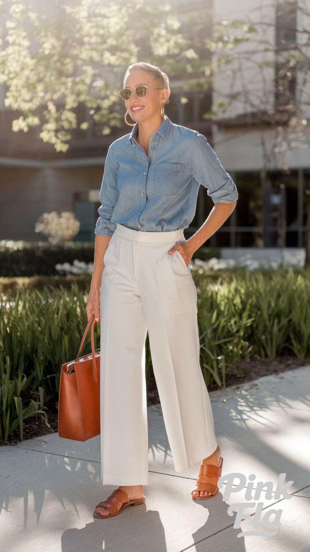 Breezy Chambray and White for Casual Polish - Spring Outfits for Work