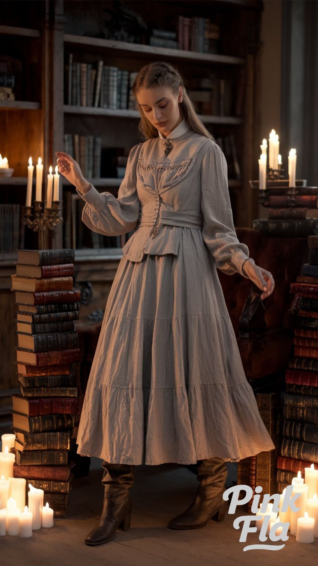 Candlelit Study in a Victorian Library - Dark Academia Spring Outfits