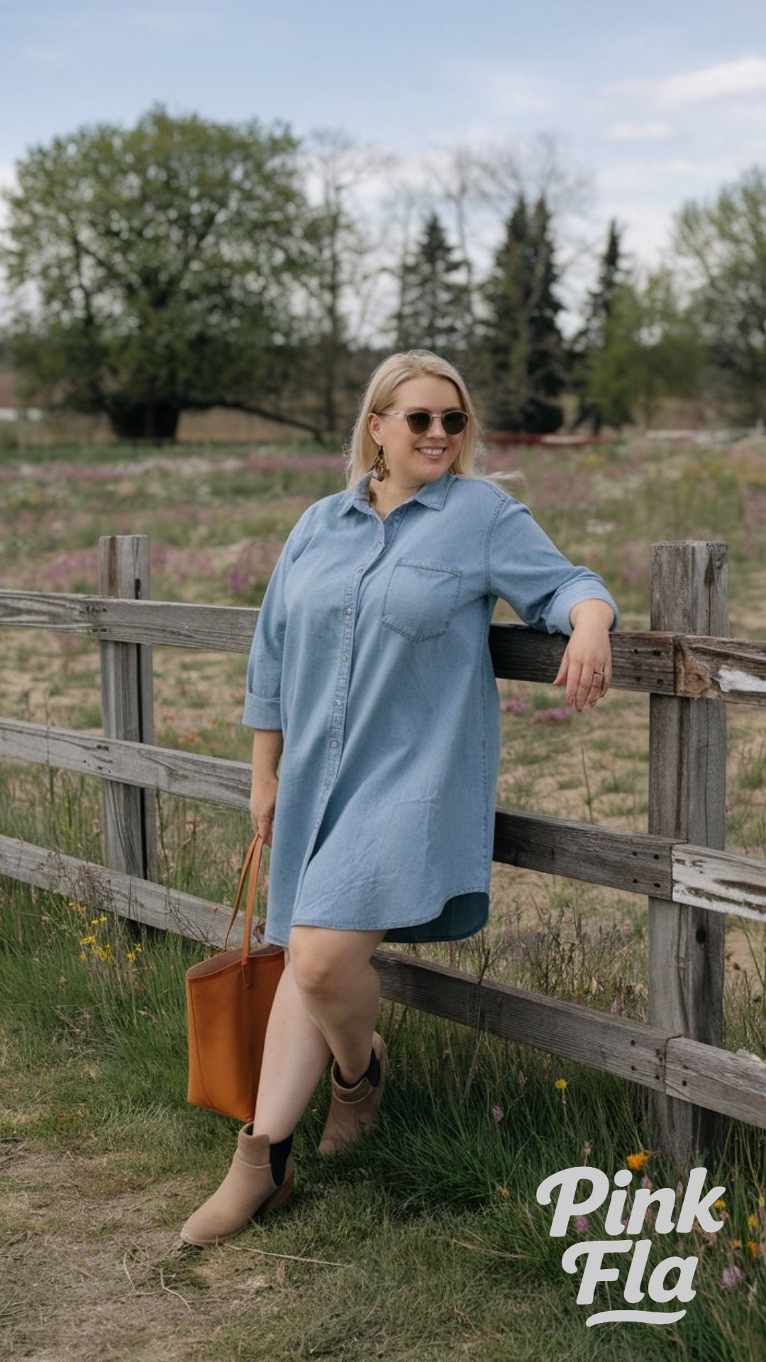 Casual Chambray for Rustic Days - Casual Plus Size Spring Outfit Ideas