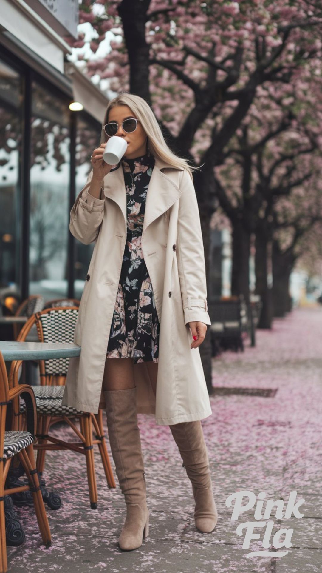 Chic Layering with a Trench and Floral Dress - Cute Spring Outfit Ideas