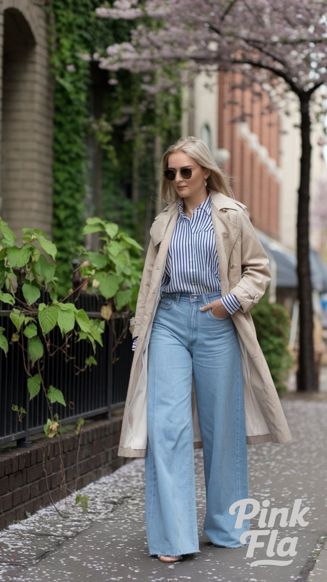 Classic Trench with Wide-Leg Denim - Spring Outfits with Jeans