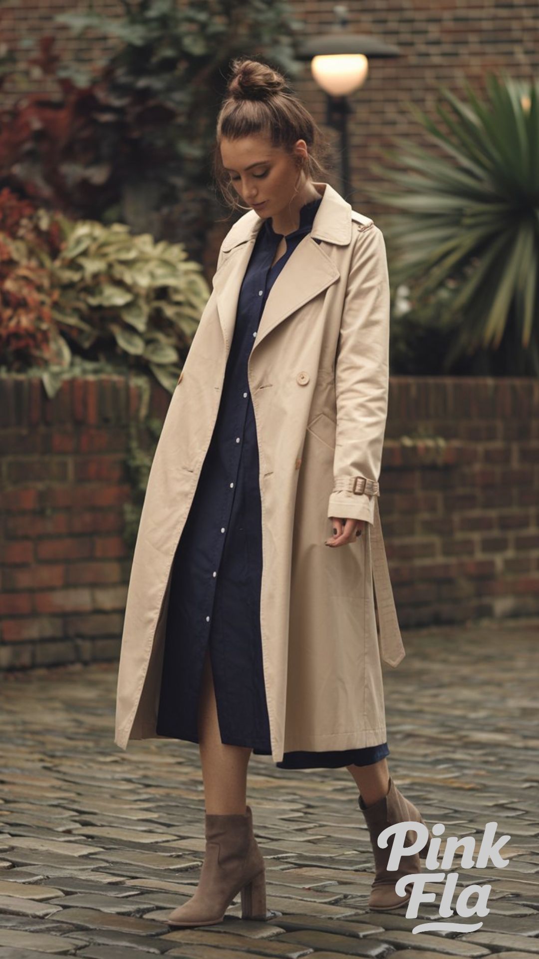 Classic with a Twist: Trench Coat Over a Shirt Dress - Stylish and Cute Professional Outfit Ideas