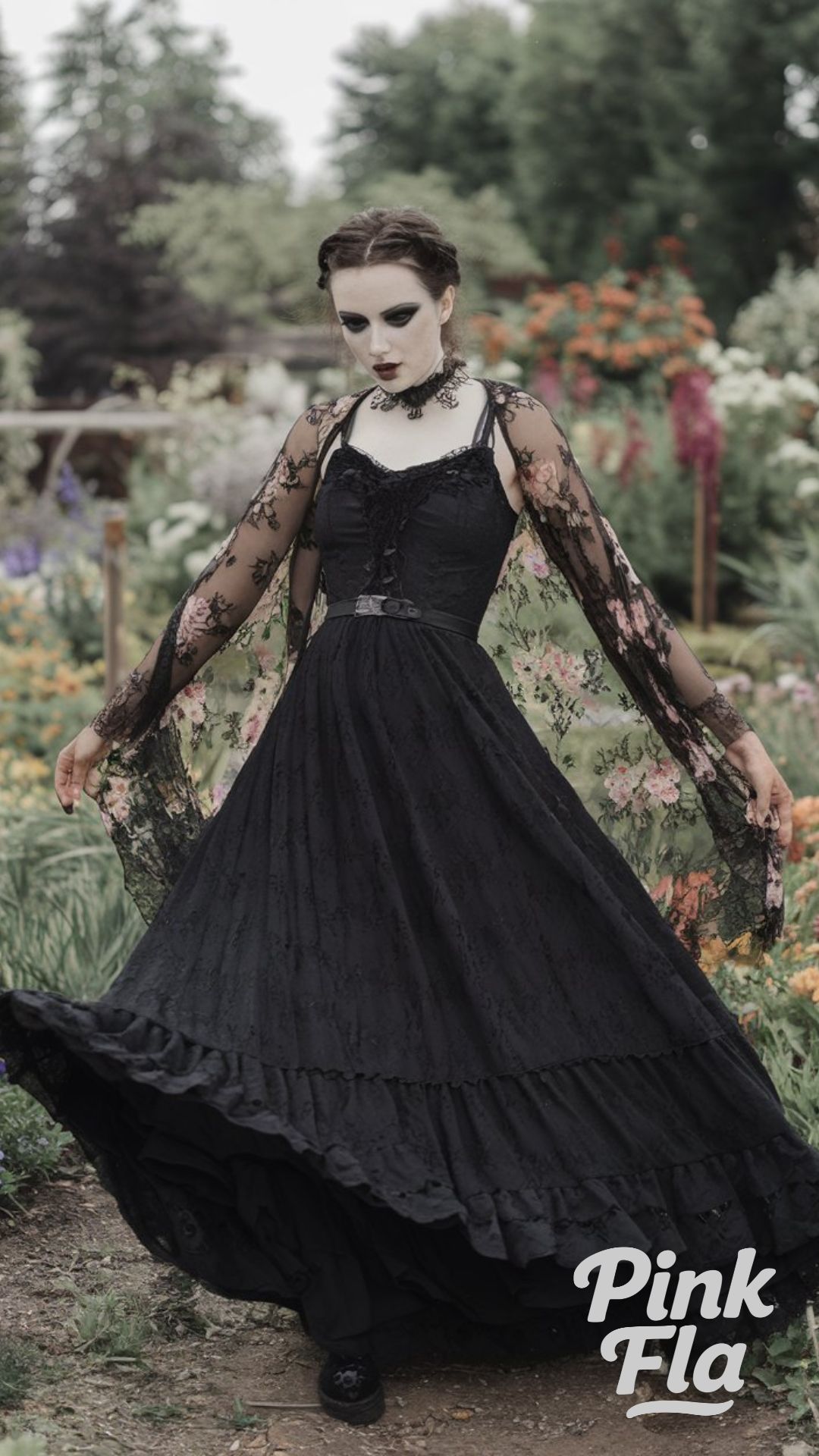 Dreamy Romance in a Lace-Embroidered Gown - Gothic Spring Outfit Ideas