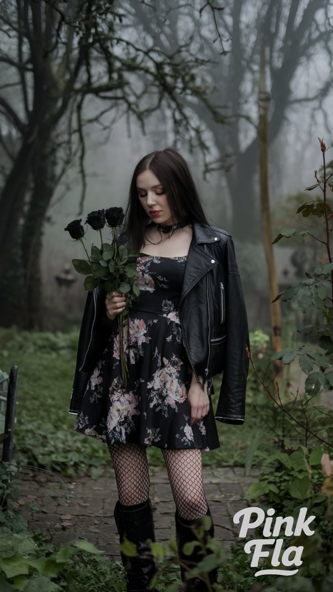 Edgy Romance in a Floral Mini Dress - Gothic Spring Outfit Ideas