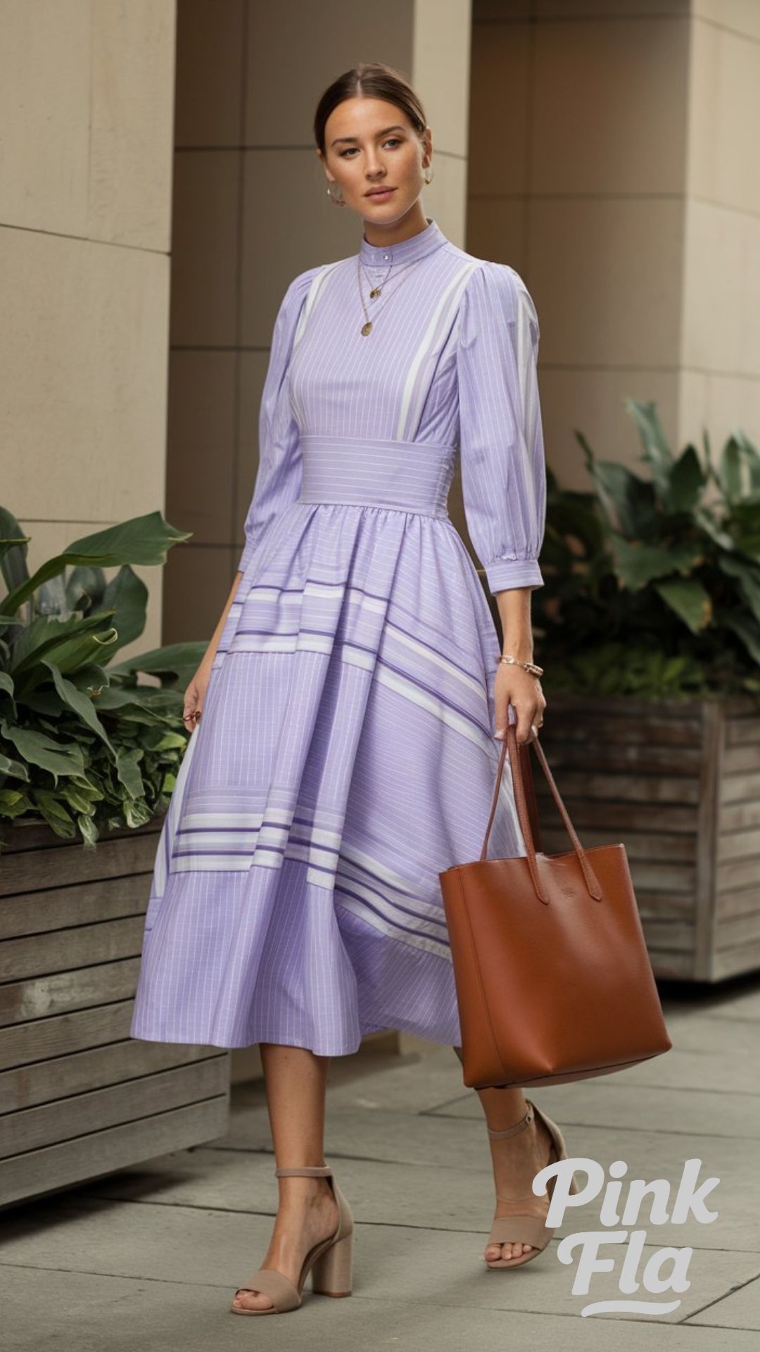 Lavender Midi Dress with Feminine Flair - Spring Outfits for Work
