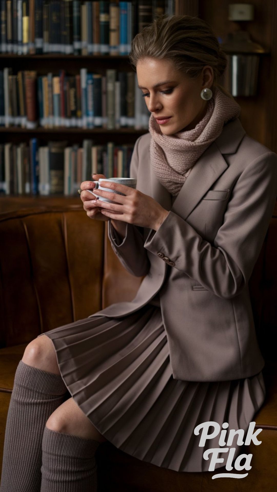 Library Mornings with a Cup of Tea - Dark Academia Spring Outfits
