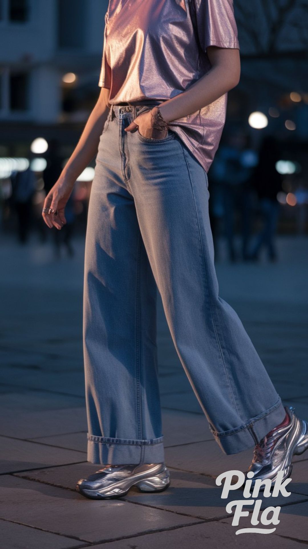 Metallic Pop with Wide-Leg Jeans - Outfits with Wide-Leg Jeans