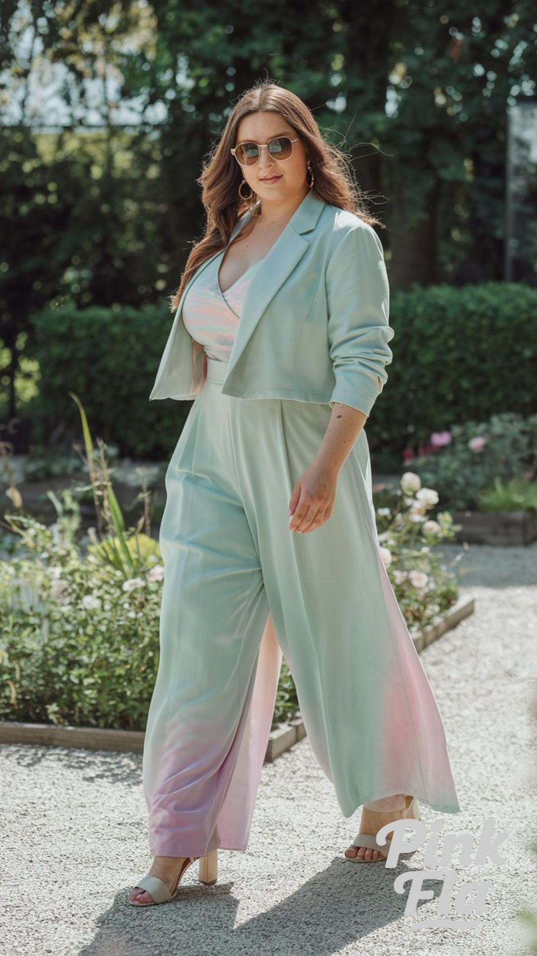 Mint Elegance in a Flowing Jumpsuit - Casual Plus Size Spring Outfit Ideas