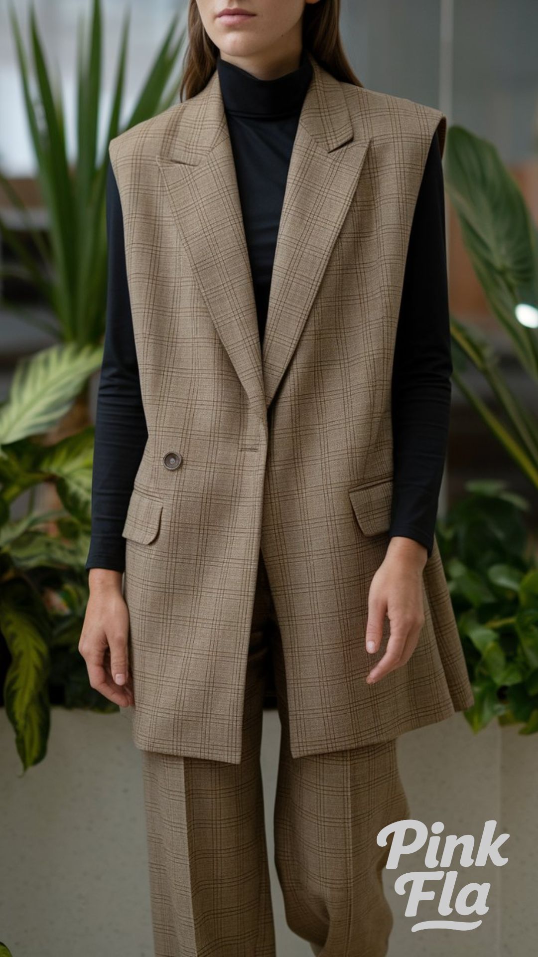 Modern Edge: Plaid Vest with Tailored Layers - Stylish and Cute Professional Outfit Ideas