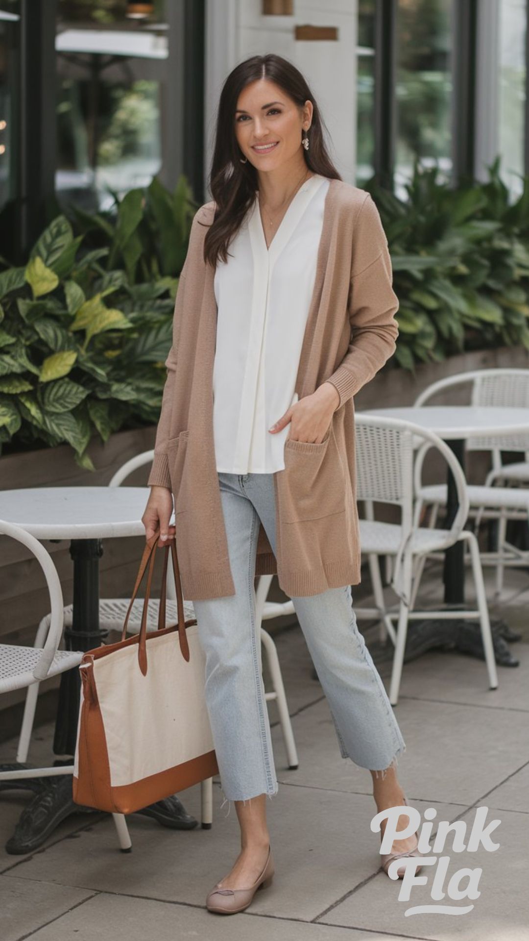 Relaxed Cardigan with Cropped Denim - Spring Outfits for Work