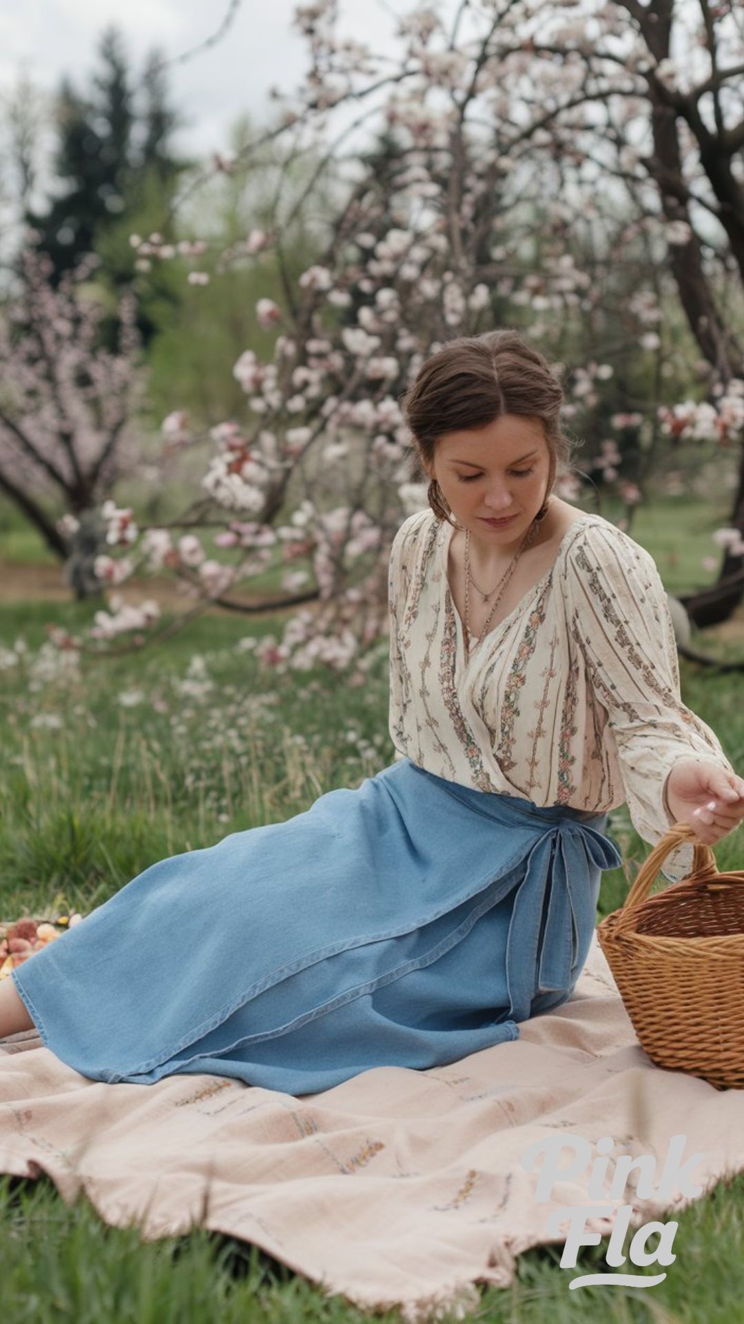 Rustic Charm in a Blooming Orchard - Spring Outfits with Skirts