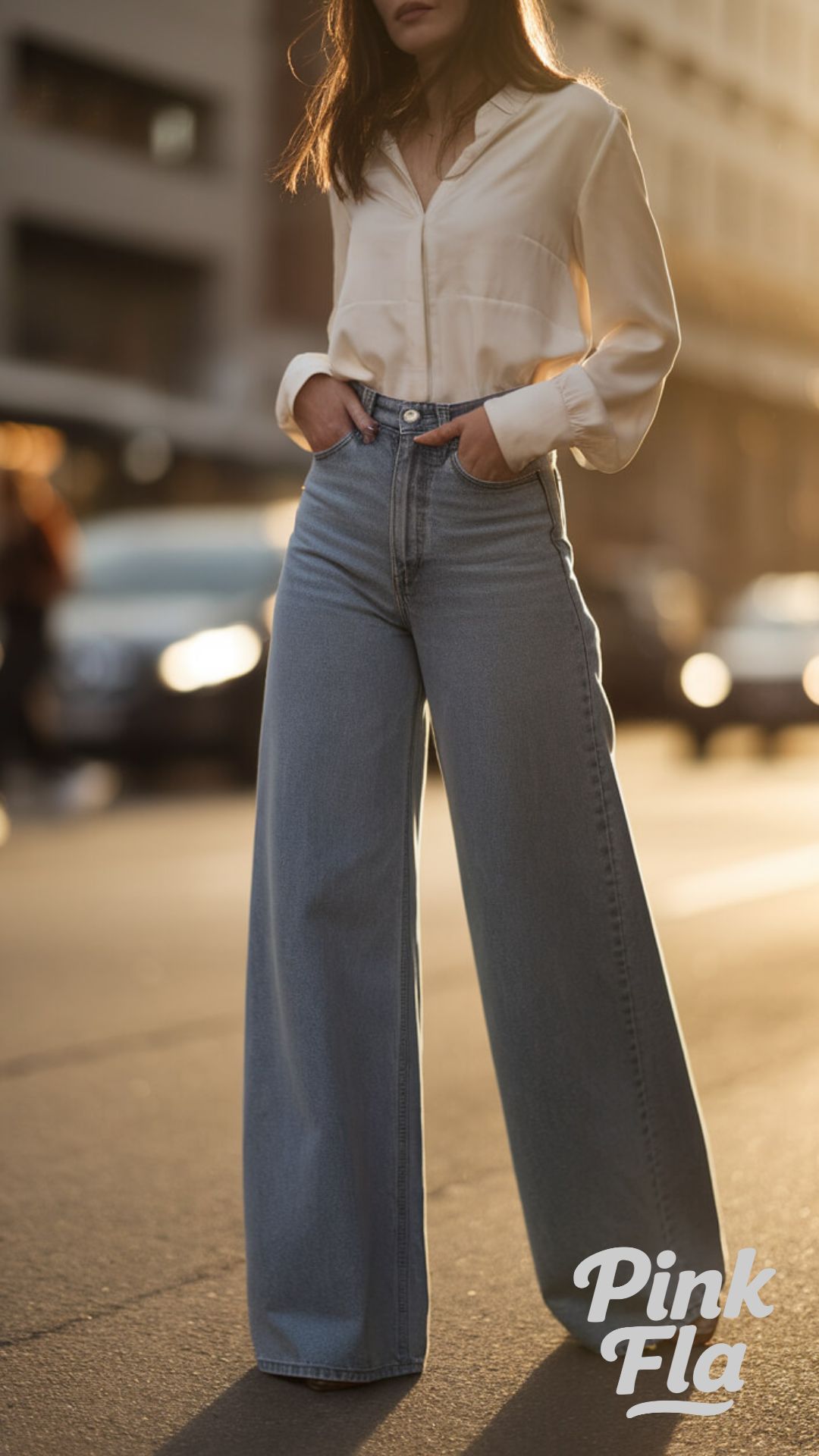 Silk Blouse + Wide-Leg Jeans = Effortless Minimalism - Outfits with Wide-Leg Jeans