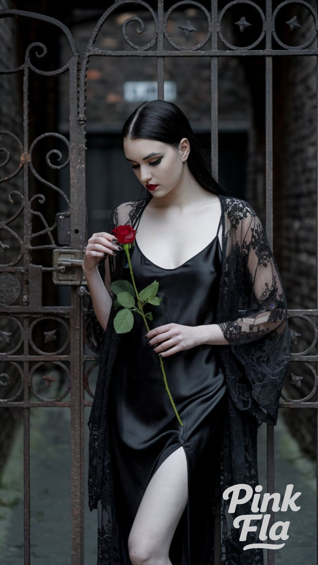 Smooth and Moody in Satin and Lace - Gothic Spring Outfit Ideas