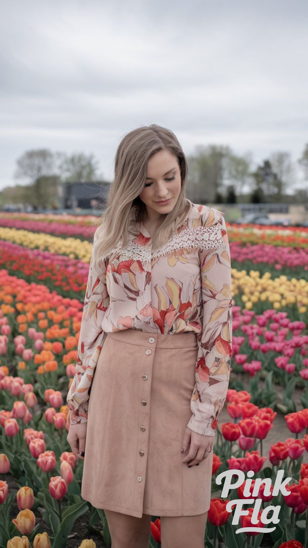 Soft Florals in a Field of Tulips - Spring Outfits with Skirts