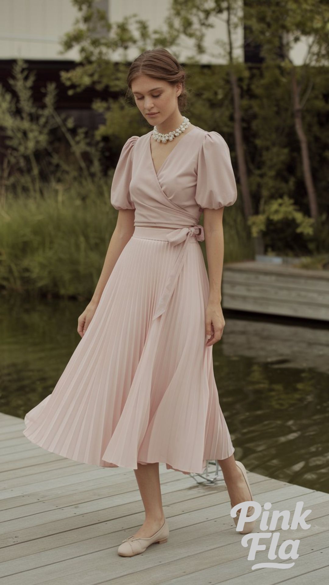 Soft Pink Elegance with a Pleated Skirt - Cute Spring Outfit Ideas