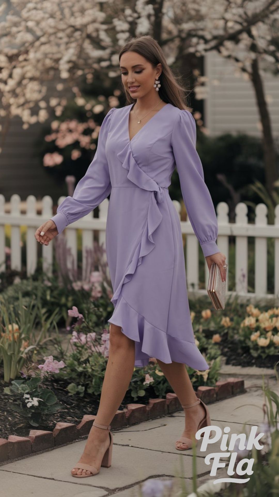 Soft and Elegant in a Lavender Wrap Dress - Cute Spring Outfit Ideas
