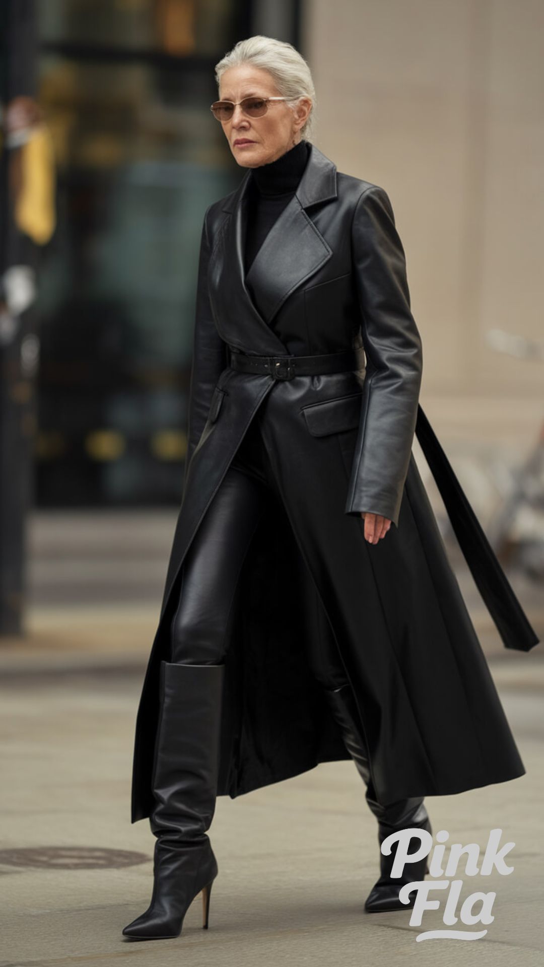 Bold and Sleek in All-Black Leather - Edgy Outfits for Women Over 50