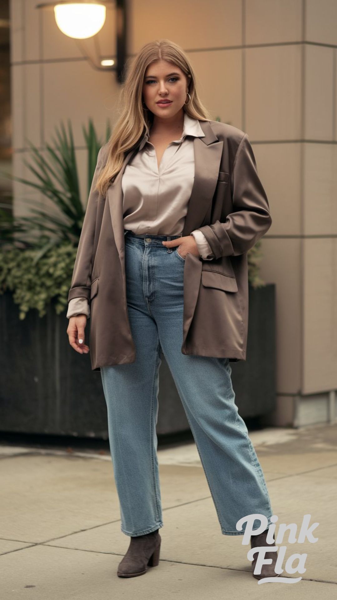 Casual Fridays: Blazer and Denim Combo - Plus Size Spring Work Outfit Ideas