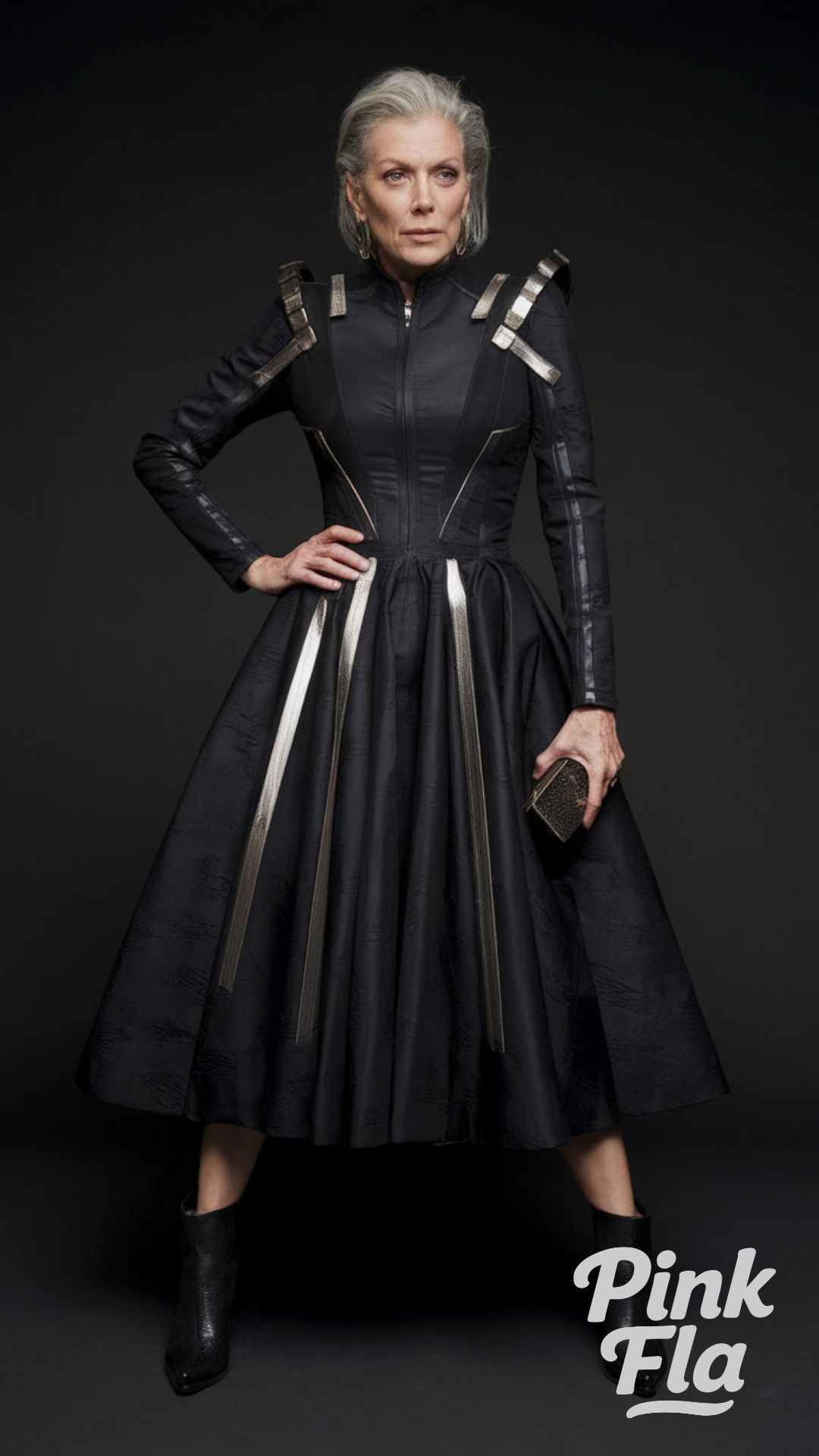 Chic and Futuristic in Structured Black - Edgy Outfits for Women Over 50